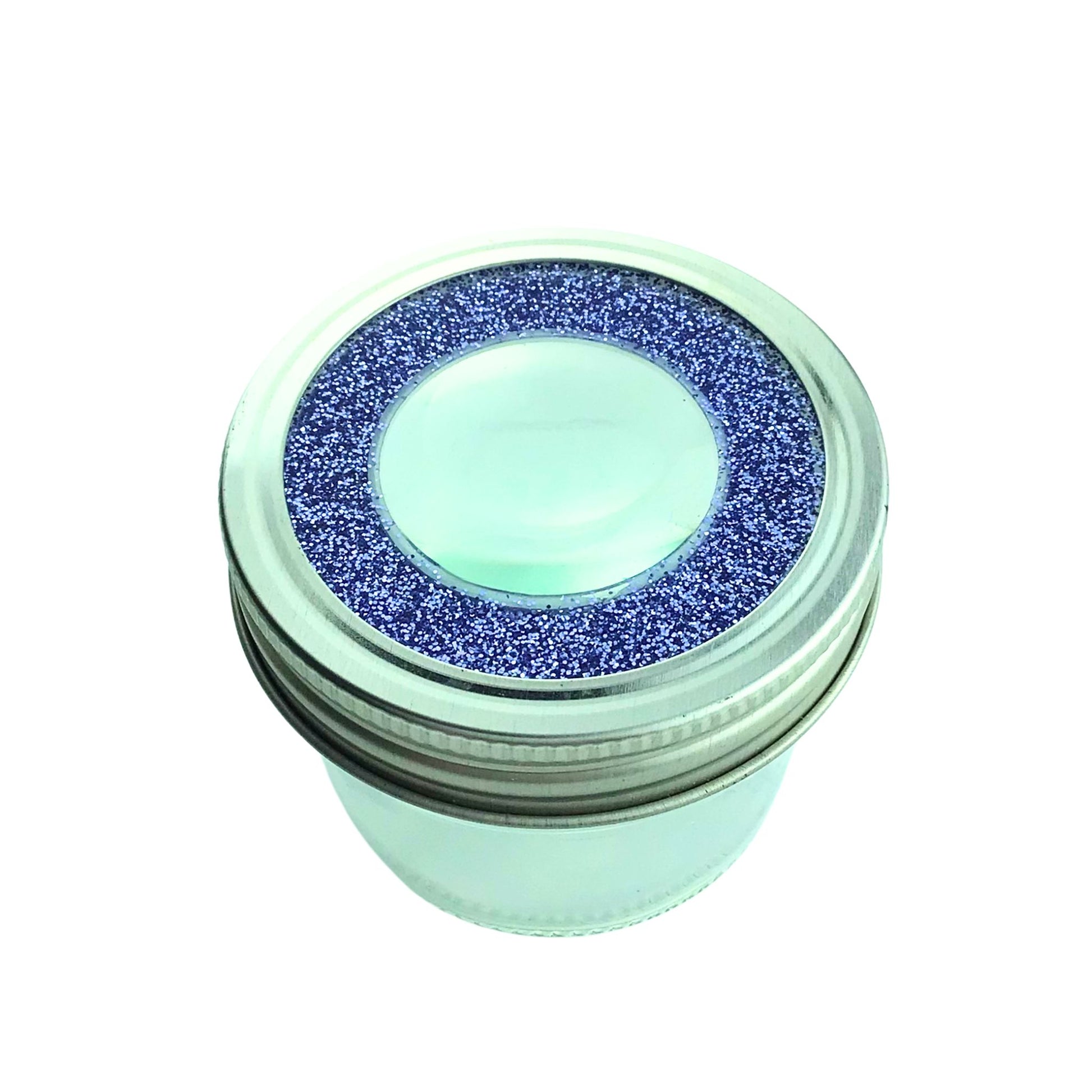 mason jar magnifying lid blue stash jar. used to make smell proof stash box. perfect for spice jars spice rack 