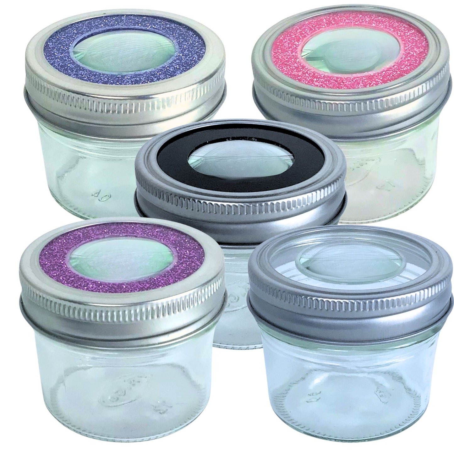 blue stash jar pink stash black stash jar purple stash jar glass stash jar magnifying jar